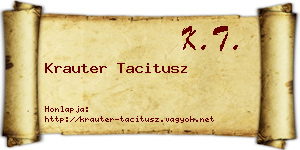 Krauter Tacitusz névjegykártya